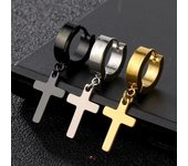 2 pendientes colgantes de acero inoxidable con forma de cruz y estrellas estilo punk para hombre y mujer, estilo gótico, con forma de cruz, para la oreja, con colgante Huggies, joyería para piercing