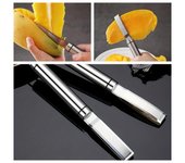 Descorazonador de mango multifuncional de acero inoxidable 304, herramienta para pescar frutas, pelar piñas y quitar el corazón rápidamente.