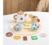 Casa de juegos de simulación para niños, té de la tarde, postres, pasteles, venta de teteras, juego de té, juguetes de madera para educación temprana para bebés