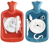 Kit de bolsa de enema, limpiador de enema de goma, incluye botella de agua caliente de 2 litros, válvula de flujo de agua controlada por manguera de 4,9 pies, 2 ganchos para tubo de jeringa rojo
