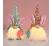 2024 LED brillante Pascua sin rostro gnomo conejo muñeca regalo para niños primavera Pascua fiesta decoración para el hogar conejo huevo adorno suministros color rosa