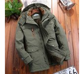 Chaqueta de invierno extra gruesa de largo medio para hombre: acolchada de algodón, forrada de terciopelo, cálida, resistente al frío, al viento y al agua. 4XL negro