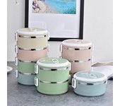 Fiambrera Bento de acero térmico portátil, contenedor inoxidable para escuela de comida campestre Double Layer