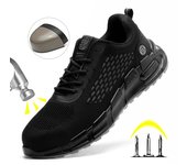 Zapatos de trabajo transpirables para hombre, zapatos de seguridad a prueba de perforaciones, zapatillas de deporte para hombre, zapatos de trabajo indestructibles, zapatos de construcción resistentes al desgaste 36 negro
