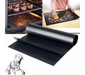 El papel aceitado a alta temperatura se puede reutilizar. Estera antiadherente para barbacoa, estera de cocina de vinilo de 0,2mm de espesor, herramienta para horno microondas 40x33cm negro