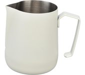 Jarra para espumar leche, taza de espuma espesa de 450 ml con pico puntiagudo para cafetera, color blanco L blanco
