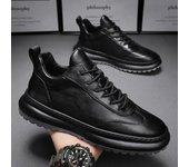 Nuevos zapatos casuales para hombre, zapatillas de deporte de cuero de microfibra para hombre, plataforma, suela suave, zapatos deportivos para correr para hombre, zapatos cómodos con cordones 39