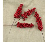 Tallos de bayas con purpurina navideña, simulación navideña artificial, bayas de acebo, rama de pino para adornos para árboles de Navidad, decoración del hogar de vacaciones