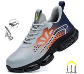 Nuevos zapatos de trabajo de seguridad para hombres, puntera de acero a prueba de perforaciones, botas indestructibles antigolpes, zapatillas protectoras con colchón de aire 42 gris