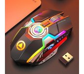 Ratón ergonómico inalámbrico retroiluminado RGB A5 con 7 botones y 1600 DPI para juegos de PC y portátiles gris