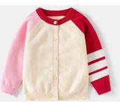 Elige la talla para obtener los productos Versión coreana de ropa para niños Chaqueta de lana de una sola capa con mangas contrastantes para niñas Suéter de pecho para niñas 140 albaricoque