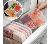 Caja de almacenamiento de alimentos con 4 rejillas, compartimento portátil, organizadores para refrigerador y congelador, herramienta de cocina transparente para carne, cebolla y jengibre, 1 ud.