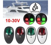 Luz LED de navegación de 10V-30V, luz lateral de puerto de estribor, resistente al agua para barcos marinos, yates, camiones, remolques, furgonetas, 2 unids/set, lámpara de señal de advertencia negro