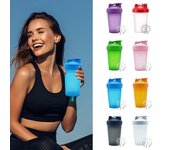 Juego de botellas mezcladoras de 400 ml con tapa con asa, diseño antideslizante, boquilla abatible a prueba de fugas, vasos mezcladores de proteínas sin BPA con bolas mezcladoras de acero inoxidable blanco