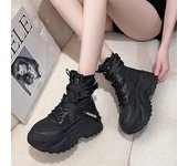 Botas de moto con plataforma gruesa para mujer, zapatos blancos con cordones y suela gruesa, botines de otoño e invierno 2024 34 negro