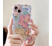 Funda de teléfono con pintura al óleo retro, diseño de flores y láser azul claro para iPhone 14Pro Max 13 11 12 Pro Max, elegante funda suave a prueba de golpes con diseño floral For iPhone 11