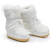 Botas de nieve de invierno, botas peludas y esponjosas para mujer, botas de esquí blancas de tacón plano con plataforma a media pantorrilla, zapatos cálidos de algodón con cordones 35-36 (23-23.5cm)