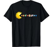 Camiseta divertida de astronomía con sistema planetario, planetas devoradores de estrellas y sol, camisetas gráficas, ropa para mujer S beige