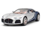 1/24 Bugatti Atlantic Supercoche Aleación Coche de Juguete Modelo Dirección de Rueda Sonido y Luz Juguete para Niños Coleccionables Regalo de Cumpleaños plata/azul