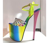 Sandalias de mujer de moda sexys de verano de 19 cm con tacones de aguja para strippers, zapatos de fiesta para discotecas y bailes, plataforma de lujo, tacones muy altos y coloridos 34