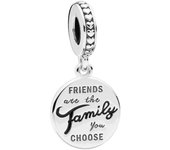 Charm colgante de esmalte negro Friends Are Family de Pandora 798124EN16 para mujer plata