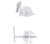 Pendientes - LÉA &; ARTHUR - Motivos RABBIT - Oro blanco 375 - Sistema de cochecito SILICONOR - Niño