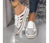 Moda 2024: mocasines brillantes con diamantes de imitación para mujer, sin cordones, de suela gruesa, informales, con cristales, zapatillas de suela gruesa para mujer 35 beige