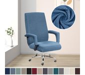Juego de fundas para sillas de oficina, funda protectora elástica para asiento de silla de escritorio, funda para reposabrazos, funda de cojín para respaldo de silla giratoria Boss L(+Armrest Cover ) azul marino