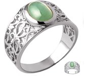 Anillo de plata 'Cléopatra' aventurina verde plata (rodiada) - 12 mm 54