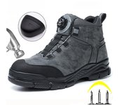 Nuevas botas de trabajo con botones giratorios para hombre, puntera de acero, zapatos de seguridad, botas de seguridad para hombre, antipinchazos y antiaplastamiento 38 negro