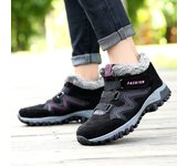 Botas de nieve de invierno para mujer, informales, de gamuza, con cordones, cálidas, de algodón, de caña media, antideslizantes, grandes 35 rojo