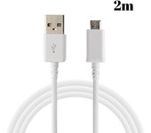 Cable pour Huawei Y7P - Y6P - Y5P - P40 Lite E - P Smart 2020 - P Smart 2019 - Cable chargeur micro usb Blanc 2 Mètres Phonillico®