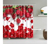 Cortinas de ducha de rosas rojas y flores de cerezo de estilo japonés, cortina de baño Frabic impermeable, cortina de baño de poliéster con ganchos 120*180cm