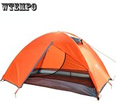 Tienda de campaña para mochileros, tiendas de campaña de doble capa para 2 personas, 4 estaciones, impermeable, transpirable, ligera, portátil, tienda de viaje, apertura de una sola puerta naranja