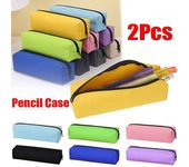 Estuche de lápices de Color sólido para niñas y niños, caja de papelería de tela sencilla, portátil, para la vuelta a la escuela, 2 uds. One Size color rosa