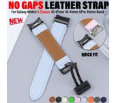 Correa de cuero de ajuste rápido para Samsung Galaxy Watch 6Classic 43 mm 47 mm 6/5/4 40 mm 44 mm Hebilla magnética para Watch 5pro 45 mm Correa de cuero Galaxy Watch 4 40 44 naranja