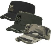 Los militares lavados del algodón capsulan el casquillo superior plano del vintage único del diseño de los casquillos del cadete One Size negro