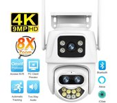 Nueva UE 9MP 4K 8X ZOOM tres lentes WiFi cámara IP al aire libre 8X Zoom pantallas duales cámaras PTZ Ai seguimiento automático CCTV cámara de seguridad aplicación iCSee 6MP No Zoom No Card