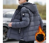 Ropa acolchada Ropa de invierno para hombre Ropa de algodón con plumón Ropa de pan holgada y gruesa Chaquetas medianas y largas M gris