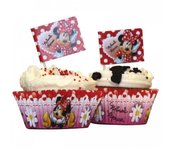 Disney Juego de adornos para cupcakes de Minnie Mouse (Paquete de 48) One Size rojo/color rosa