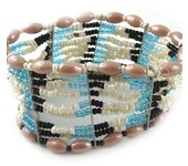 Les Trésors De Lily [B8179] - Bracelet 'Kunju' Bleu Blanc Rose azul