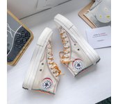 Zapatillas altas retro de lona para mujer 2020: estilo coreano con cordones en blanco roto 35 negro