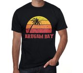 Camiseta vintage para hombre con gráfico ARUGAM Bay Sunset Deep Black XS negro