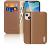 Dux Ducis Hivo Funda Flip de Cuero Genuino Billetera para Tarjetas y Documentos iPhone 14 Marrón