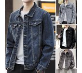 Chaqueta vaquera para hombre, estilo Retro Hip Hop, holgada, de un solo pecho, manga larga, solapa, múltiples bolsillos, ropa de calle informal, abrigo de talla grande para hombre XL negro