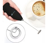 Espumador de leche manual, máquina de espuma con pilas, batidor de huevos eléctrico, agitador de café y Chocolate caliente negro