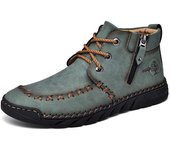 Botas de cuero divididas hechas a mano, zapatos para hombre, botines cómodos para hombre, zapatos casuales, zapatos de herramientas de gran tamaño 38 verde
