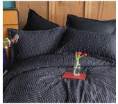 Parure de couette réversible  100% Satin de coton Peigné  / 82 fils /cm² - StrBlack