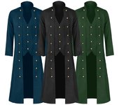 Abrigo gótico Retro Steampunk Medieval para hombre, chaqueta cortavientos, uniforme victoriano, abrigo de sección larga, disfraces de Cosplay XXXXXL negro