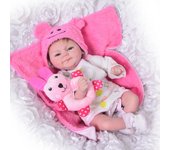Muñeca de juguete realista de 17 pulgadas, muñeca de bebé Reborn de silicona de 42 cm, niña y niño, gemelos, ojos abiertos, regalo de cumpleaños para niños pequeños, juego para dormir 17 inch azul
